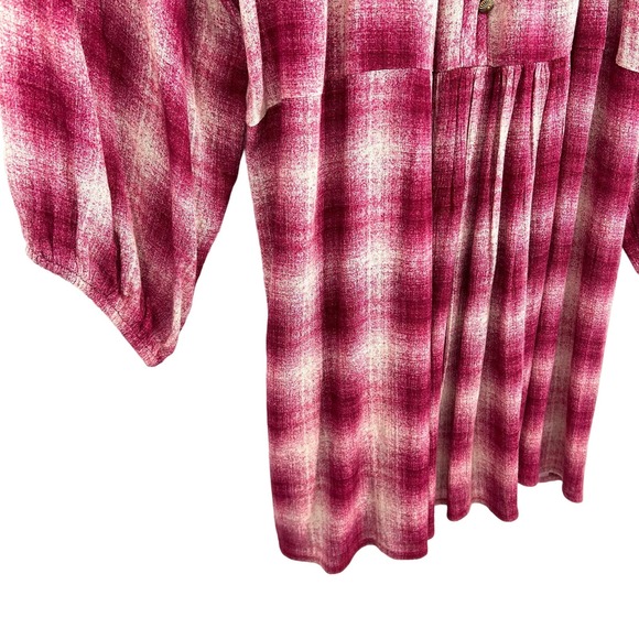 Anthropologie MAEVE Womens Sz Small Red Plaid Blouse Shirt Top Boho Comfy Soft - Picture 4 of 8